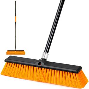 lot 11208 image: DSV Standard 18���� Push Broom Outdoor Heavy Duty with 59.4���� Long Handle, Industrial Broom with Stiff Bristles, Floor Broom for Cleaning Patio Garage Shop Deck Concrete Wood Stone Tile Floor (Used)