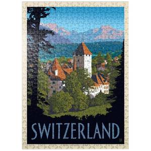 lot 11241 image: MyPuzzle Switzerland, Vintage Travel Poster - Premium 500 Piece Jigsaw Puzzle for Adults