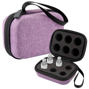 lot 12069 image: Mviioe Insulin Holder Fridge Storage Carrying Case, Peptide Case Insulin Vial Organizer Bag Fitting 10ml Vial Short Size, Removable Design with 2 Sizes Slot Foam(6 Slots) (Purple)