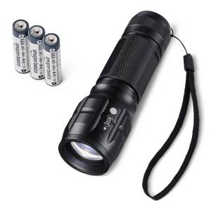 lot 12082 image: Amazon Basics Tactical Flashlight, Durable Waterproof 140 Lumens LED, 3 Light Modes, Zoomable Beam, Black