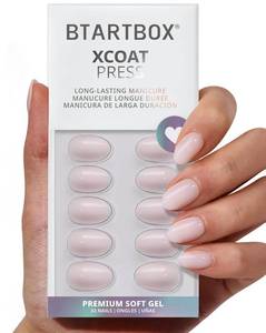 lot 12083 image: BTArtbox Press On Nails Almond - Power Calm, Lamp-Curable 4-Week Wear Nude Pink Extra Short Press On Nails with Glue and Adhesive Tabs, Easy-to-Apply in 16 Sizes - 32 Nails All-in-One Kit