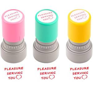 lot 12095 image: 3 Pcs Pleasure Serving You Stamps Self Ink for Servers Waitress Checks Thank You Customer Checks Stationery Essentials Accessories