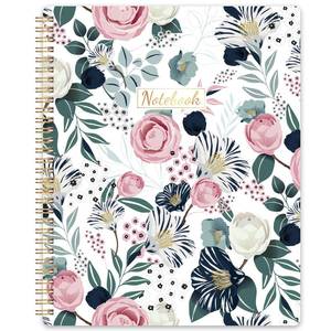 lot 12099 image: Spiral Notebook - Notebooks Spiral Bound, 8.5  11, Journal Notebook with Thick Paper & Back Pocket, 110 Pages, with Twin-Wire Binding, Journals for Women, College Ruled Notebooks - Floral