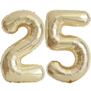 lot 12101 image: 25 Balloon Number, 40 Inch Champagne Gold Foil Balloons Giant Jumbo Helium Number 25 or 52 Balloons for 25th 52th Birthday Decorations Anniversary Events Boys Girls Party Decorations (Light Gold)