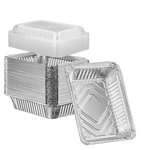 lot 12117 image: GUSTO 2 lb Disposable Aluminum Foil Takeout Pans with Clear Dome Lids, 8 x 5 �� 50 Count, Ideal for Baking, Cooking, Food Storage & Freezing (Formerly Comfy Package)