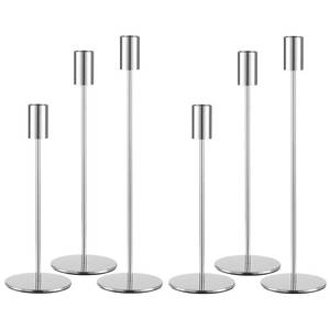 lot 12151 image: AUMAYCO Set of 6 Silver Taper Candle Holders, Metal Silver Candlestick Holders, Tall Candle Holder, Fits 34 inch Thick Candle&Led Candles, for Table Centerpiece, Wedding, Dinning, Party Home Decor