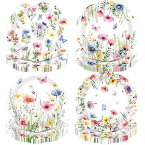 lot 14009 image: Pickmesh 60 Pcs Spring Wildflower Paper Plates 9 Inches Watercolor Flower Floral Disposable Dinner Dessert Plates for Spring Summer Wedding Bridal Baby Shower Birthday Tea Party Decoration Supplies