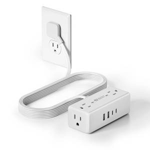 lot 14423 image: 6Ft Extension Cord with Multiple Outlets, Flat Plug Surge Protector Power Strip Ultra Thin Extension Cord 6Ft, 4 Outlets & 4 USB Ports (2 USB C), Charging Station for Home Office, Dorm Room Essentials