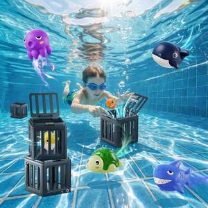 lot 14424 image: Pool Summer Diving Toys for Kids, Underwater Swim Game Set with 6 Floating Sea Animals & 6 Dive Cages, Summer Water Swimming Pool Toys, Bath, Beach, Fun Birthday Gift for kids(6 Sea Animals )