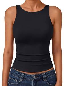 lot 14428 image: Trendy Queen Womens Double Lined Sleeveless Tank Tops Workout 2026 Summer Clothes Black XS