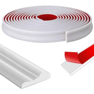 lot 14430 image: moonoom 20 Ft x 1.1 Wall Decoration Molding Trim, White Self-Adhesive 3D Chair Rail Panel Molding, Flexible DIY Wall Trim for Mirror, Window Frame and Home Decoration