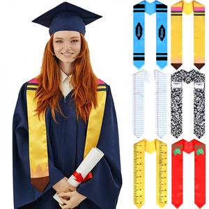 lot 14456 image: Hercicy 6 Pcs Teacher Graduation Stole Class of 2026 Teacher Graduation Sash Gift Pencil Apple Crayon Composition Notebook Ruler College Grad Sashes