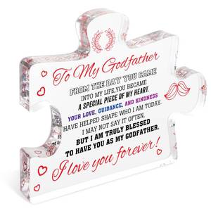 lot 14484 image: To My Godfather Puzzle Piece Decor, Meaningful Thank You Gift for Godfather from Godchild, Baptism Confirmation Gift, Birthday Christmas Appreciation Keepsake 2pcs