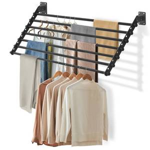 lot 19006 image: Scisum Wall Mounted Clothes Drying Rack 43 Inch �� Foldable Laundry Drying Rack for Wall Mount, Space Saving Indoor Drying Rack for Clothes, Compact & Sturdy Design