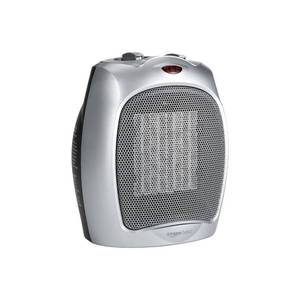 lot 19012 image: Amazon Basics Ceramic Space Heater, Portable Indoor Heating Solution, With Overheat and Tip-Over Protection, Thermostat, Non-Oscillating, 1500W, Fast Heating, 7.52D x 6.34W x 9.45H, Silver