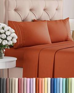 lot 19971 image: Queen Size 4 Piece Sheet Set - Comfy Breathable & Cooling Sheets - Hotel Luxury Bed Sheets for Women & Men - Deep Pockets, Easy-Fit, Soft and Wrinkle Free Sheets - Terracotta Oeko-Tex Bed Sheet Set