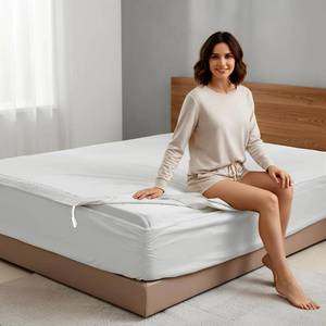 lot 19972 image: Zipper Fitted Sheet - Includes 1 Fitted Sheet Base & 2 Zip-On Sheets - Upto 16 in. Deep Pockets King Size Zipper Fitted Sheet - Easy to Change, Sateen Cotton 600 TC Fitted Sheet - White