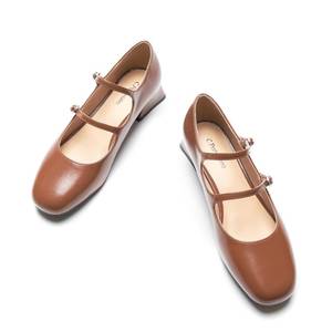 lot 19987 image: C.Paravano Womens Pumps  Mary Jane Shoes  Square Toe Low Heels  Block Heels(Size 9,Brown)