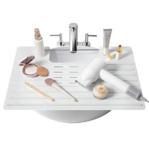 lot 20226 image: Maplefield Bathroom Sink Cover for Counter Space, Heat Resistant Silicone Sink Mat for Your Beauty Routine, Small Bathroom Space Saver Sink Cover for Makeup (Gray Large, 22 x 15 x 2 Inches)