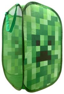 lot 20247 image: Jay Franco Minecraft Creeper Pop Up Hamper - Mesh Laundry BasketBag with Durable Handles, 22 x 14
