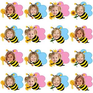 lot 20264 image: Fuutreo 48 Pcs Honey Bee Cutout for Bulletin Board Decoration with Photo Yellow Cute Bee Paper Cutouts Wall Decor with 100 Pcs Glue Points DIY Craft Photo Classroom Door Party Office