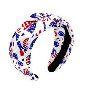 lot 20286 image: ZHAZHANIU White American Flag Headbands for Women 4th of July Headband Patriotic USA Bow Star Knotted Hair Hoop Wide Independence Day for Hair Accessories