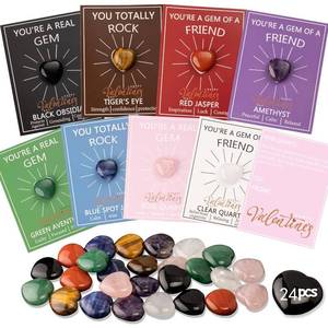 lot 20308 image: 24Pack Valentines Cards with Heart-Shaped Crystal Stones, Heart-Shape Crystal Valentines Cards, YOURE A GEM OF A FRIEND, Valentines Gift Cards for Kids School Class Classroom (Random acrylic stones)