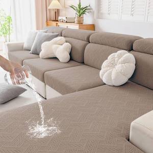 lot 20313 image: hyha Waterproof Couch Cushion Covers, Waterproof Sectional Couch Covers for Cushion Sofa for Pets, Stretch Sofa Slipcover Washable with Elastic Bottom(Back Cover L, Camel)