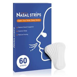 lot 20324 image: 60Pcs Nasal Strips for Snoring, Nose Strips for Breathing, Snore Strips for Men & Women, Helps Reduce Snoring & Improves Sleep (Clear)