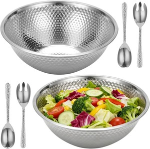 lot 1549 image: Silver salad bowl with salad spoons