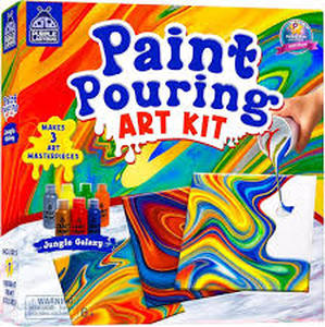 lot 5076 image: Purple Ladybug Paint Pouring Art Kit Jungle Galaxy Makes 3 Masterpieces