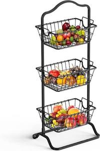 lot 11217 image: Simple Houseware 3-Tier Rigid Wire Market Basket