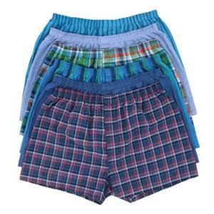 lot 12085 image: Fruit Of The Loom Mens Boxer Briefs Bundle 6 Pack Assorted Colors Plaid Stripe Size M