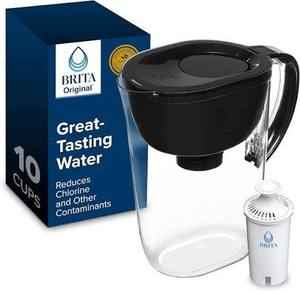 lot 14441 image: Brita Large 10-Cup Water Filter Pitcher, WQA NSFANSI Certified, Removes Chlorine Taste & Odor, Reduces Zinc, Copper & Mercury, 1 Standard Filter, Lasts 2 Months, Bright White