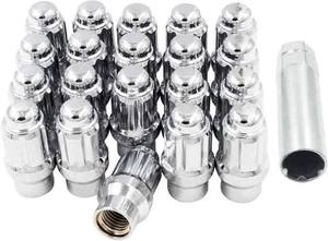 lot 14442 image: Wheel Accessories Parts 20 Pcs  Key M12x1.25 12x1.25 Thread ET Bulge Acorn (Extra Thread) 1.57 Long Spline Lug Nuts Chrome Spline Hex Fits Most Subaru Nissan Pass Cars