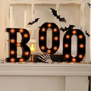 lot 14453 image: Halloween Decorations-3 Marquee Light up Letters BOO Decorative Sign Halloween Decor for Kitchen Tabletop Fireplace Mantel Party Indoor
