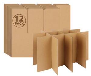 lot 1566 image: DERZIFUN 12 Set Glass Divider Kits for Moving Boxes, Wine Cardboard Dividers for 16x12x12 Inch Packing Shipping Box (Box Not Included)