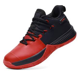 lot 2307 image: ASHION Men Basketball Shoes Arch Support Mens Sneakers Anti Slip Breathable Comfortable High Top Sports Running Walking Tennis Shoes Black Red Size 43