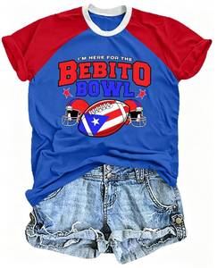 lot 2311 image: Puerto Rico Shirt for Women Puerto Rico Flag Pride Shirts Boricua Puerto Rican T-Shirt Color Block Raglan Tops L