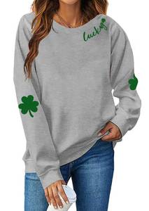lot 2351 image: St Patricks Day Sweatshirt Women St Patricks Day Shirt Funny Shamrock Sweater Irish Lucky Long Sleeve Pullover Tops M
