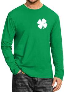 lot 2356 image: KVADN St Patricks Day Shirt Men Shamrock Long Sleeve Tops Irish Shirts Saint Patricks Day T-Shirt L