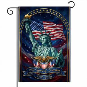lot 2433 image: USA 250th Anniversary Garden Flag 12x18 Double Sided - 1776-2026 American Semiquincentennial Decorative Banner, Patriotic Bald Eagle Design, Heavy Duty Burlap Outdoor Yard Decor - F01