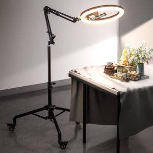 lot 4359 image: UBeesize Pro LED Ring Light Tripod with Phone Holder & Casters, Adjustable Overhead PhoneCamera Mount for iPhone, Video Recording, Live Streaming, Cooking (Mobile Stand with Light & Tripod)