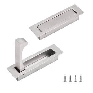 lot 4418 image: UFURMATE 2PCS 304 Stainless Steel Recessed Pocket Door Handle Hardware Brushed Flush Mount Pocket Door Edge Pull for Closet Pocket