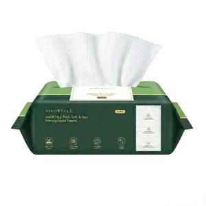 lot 4457 image: AMORTALS Disposable Face Towel 70 Count, Soft Cotton Facial Dry Wipes, Biodegradable Facial Towels for Sensitive Skin, Makeup Remover Dry Wipes, Lint-Free Towelettes for Cleansing