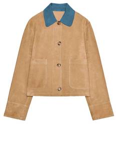 lot 4468 image: Mingzhu Womens Fall Faux Suede Contrasting Lapel Collar Jacket Long Sleeve Vintage Button Down Shackets with Pockets(0963-Khaki-XS)