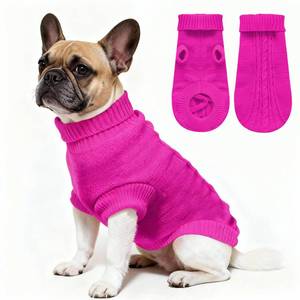 lot 6132 image: COJBPET Knitted Dog Sweater for MiniSmall Dogs, Pullover Turtleneck Pet Sweaters, Winter Dog Clothes, Warm Soft Winter Holiday Cat Sweater, Rose Red, XXS