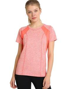 lot 6140 image: Womens Crew Neck Short Sleeve T-Shirt Yoga Base Layer Tee Running Workout Tops Athletic Shirts Orange Size S  M