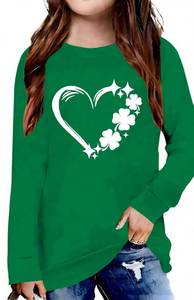lot 6147 image: Kids St Patricks Day Shirt Girls Shamrock Clover Graphic Shirt St. Pattys Long Sleeve Tops Saint Patricks Outfit 5-14Y Size 140
