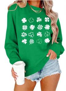 lot 6201 image: St Patricks Day Sweatshirt Women St Patricks Day Shirt Funny Shamrock Sweater Irish Lucky Long Sleeve Pullover Tops size L